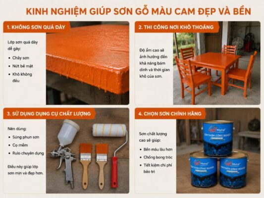 Kinh Nghiệm Giúp Sơn Gỗ Màu Cam Đẹp Và Bền