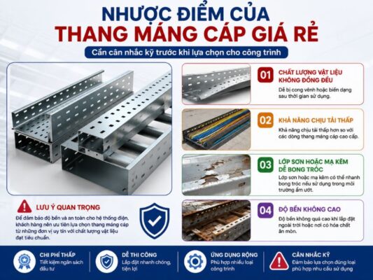 Nhược điểm của các loại thang máng cáp giá rẻ