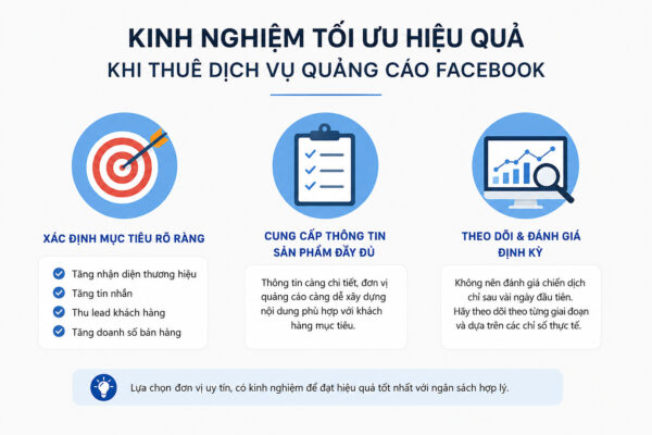 Kinh nghiệm tối ưu hiệu quả khi thuê dịch vụ quảng cáo Facebook