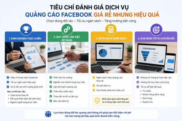 Tiêu chí đánh giá dịch vụ quảng cáo Facebook giá rẻ nhưng hiệu quả
