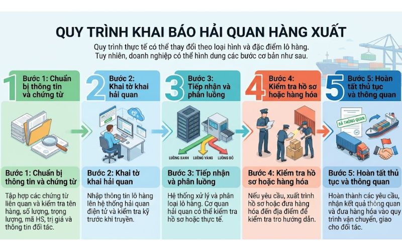 Quy trình khai báo hải quan hàng xuất khẩu