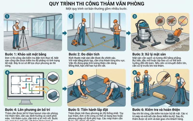 Quy trình thi công thảm văn phòng