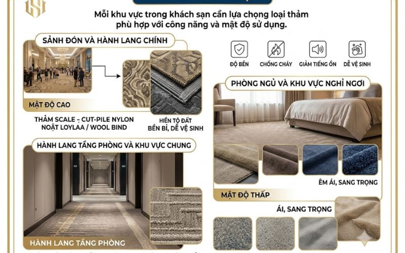 Thảm khách sạn theo từng khu vực