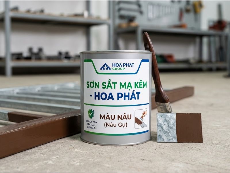 Sơn sắt mạ kẽm màu nâu GU