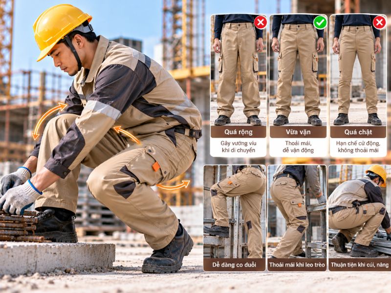 Cách chọn size quần bảo hộ kaki nam