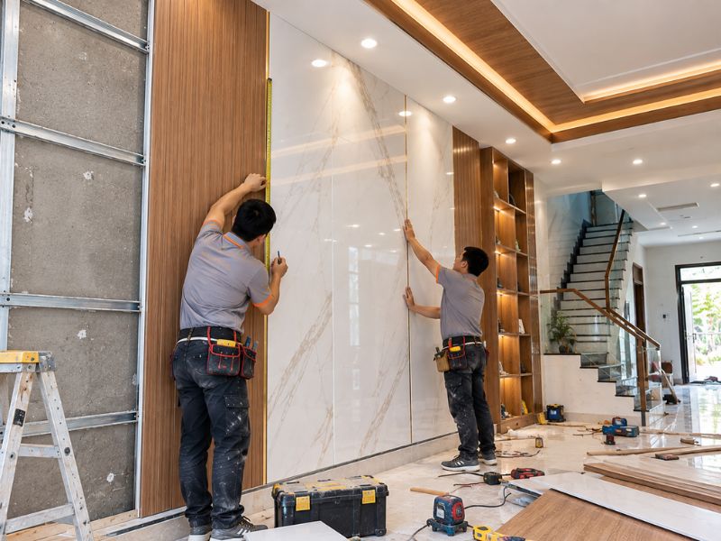 Lắp đặt tấm nhựa Nano ốp tường