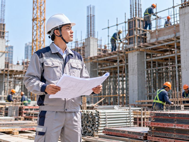 Quần áo bảo hộ cho kỹ sư xây dựng tại công trường