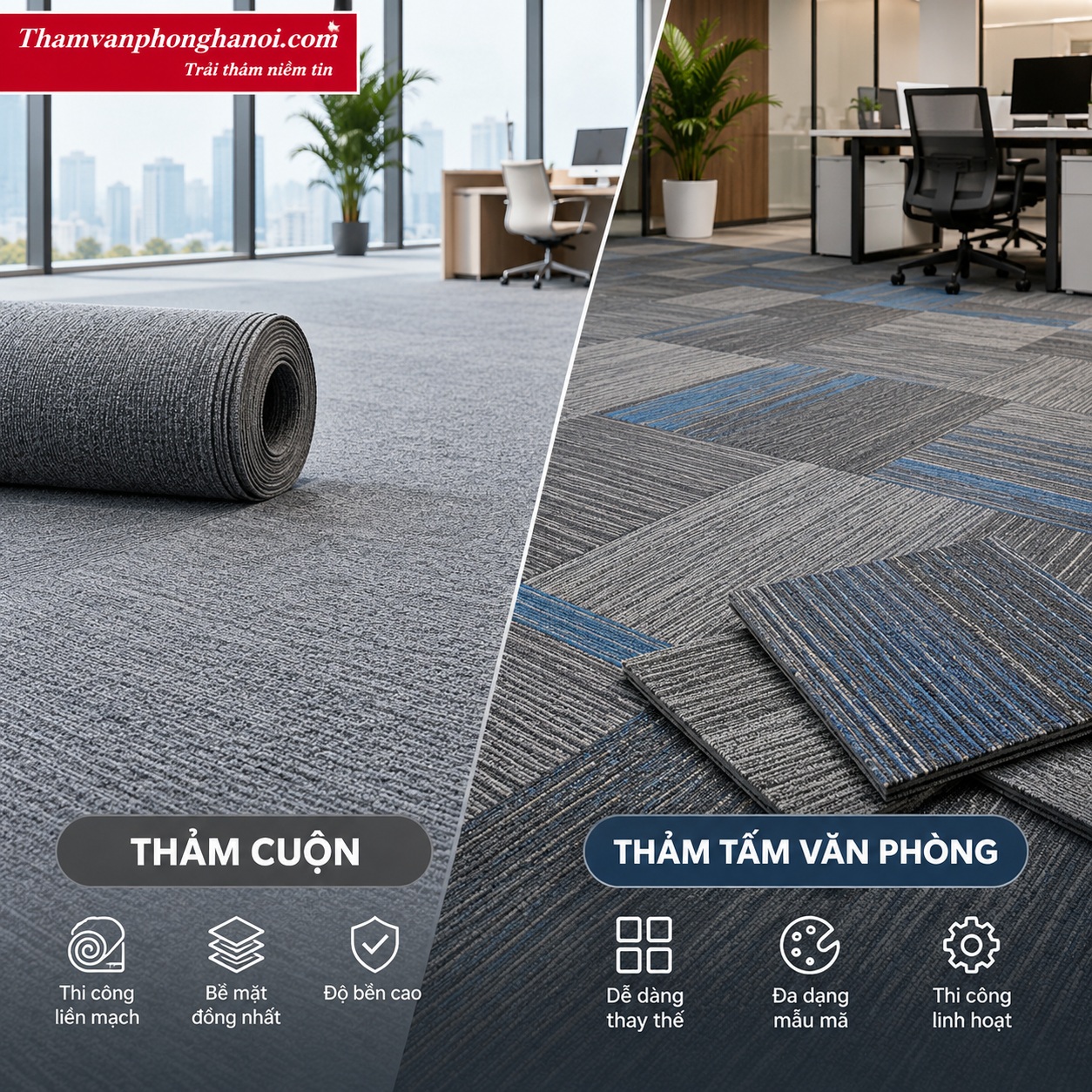 Thảm cuộn và thảm tấm