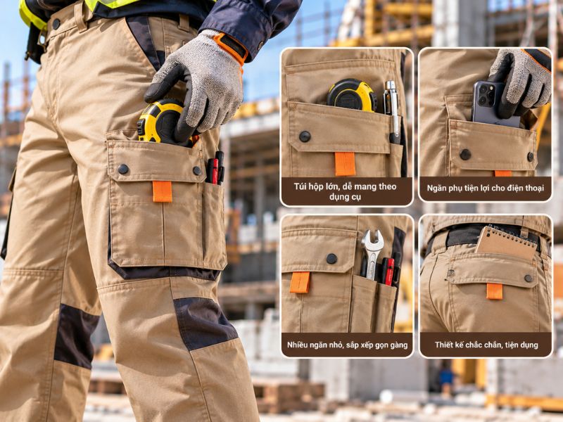 Thiết kế túi hộp quần bảo hộ nam