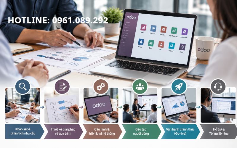 Quy trình triển khai Odoo gồm những giai đoạn nào?