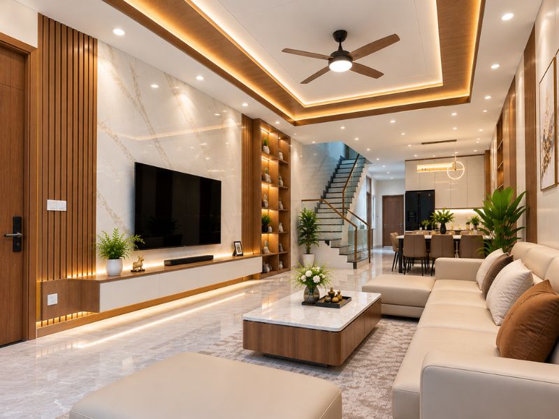 Tường nhựa Nano sau khi thi công hoàn thiện