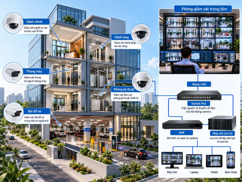 Vị trí lắp camera giám sát tòa nhà